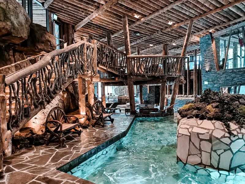 Järvisydän winter resort with spa and lakeside cabins on snowy Saimaa shore